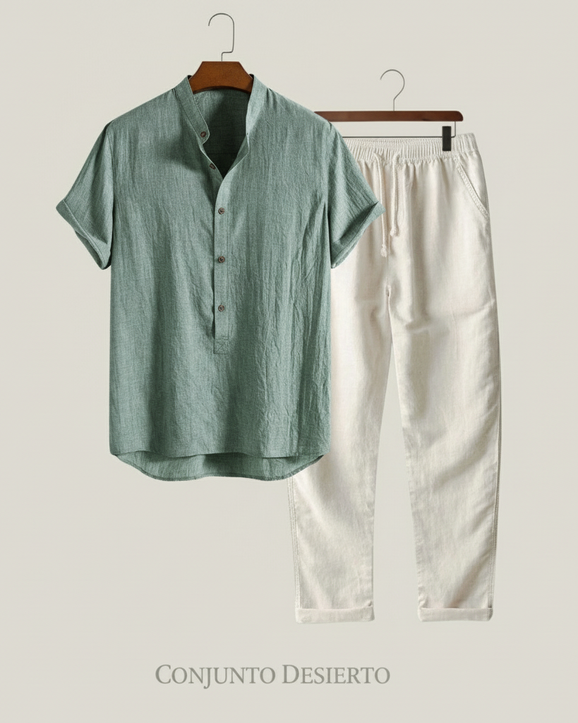 Desierto Set | Conjunto fluido de camisa y pantalón en mezcla premium de lino