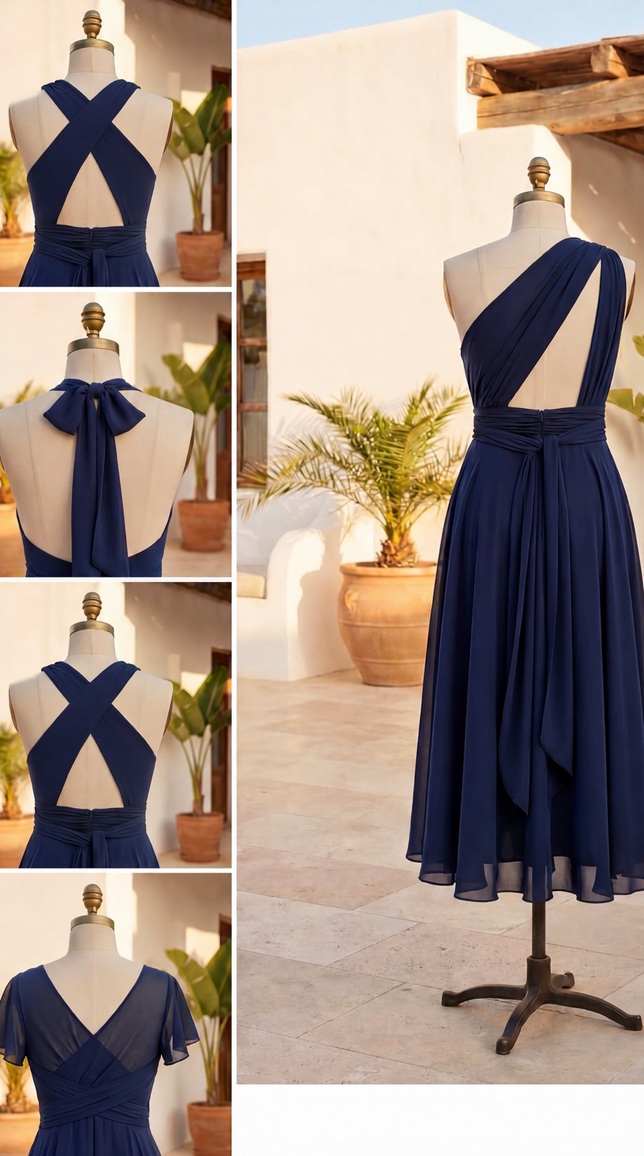 The Murano | Vestido azul marino versátil con falda asimétrica