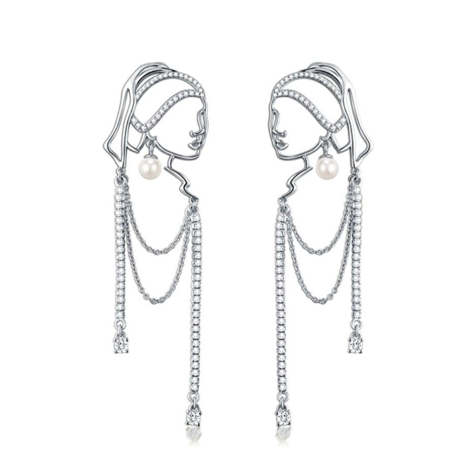 Verona™ | Pendientes elegantes con perla y caída fina