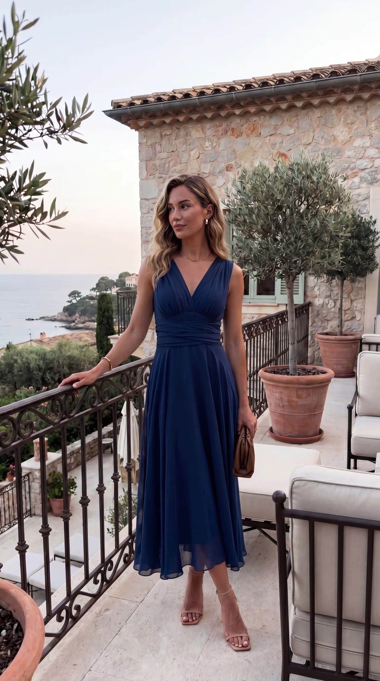 The Murano | Vestido azul marino versátil con falda asimétrica