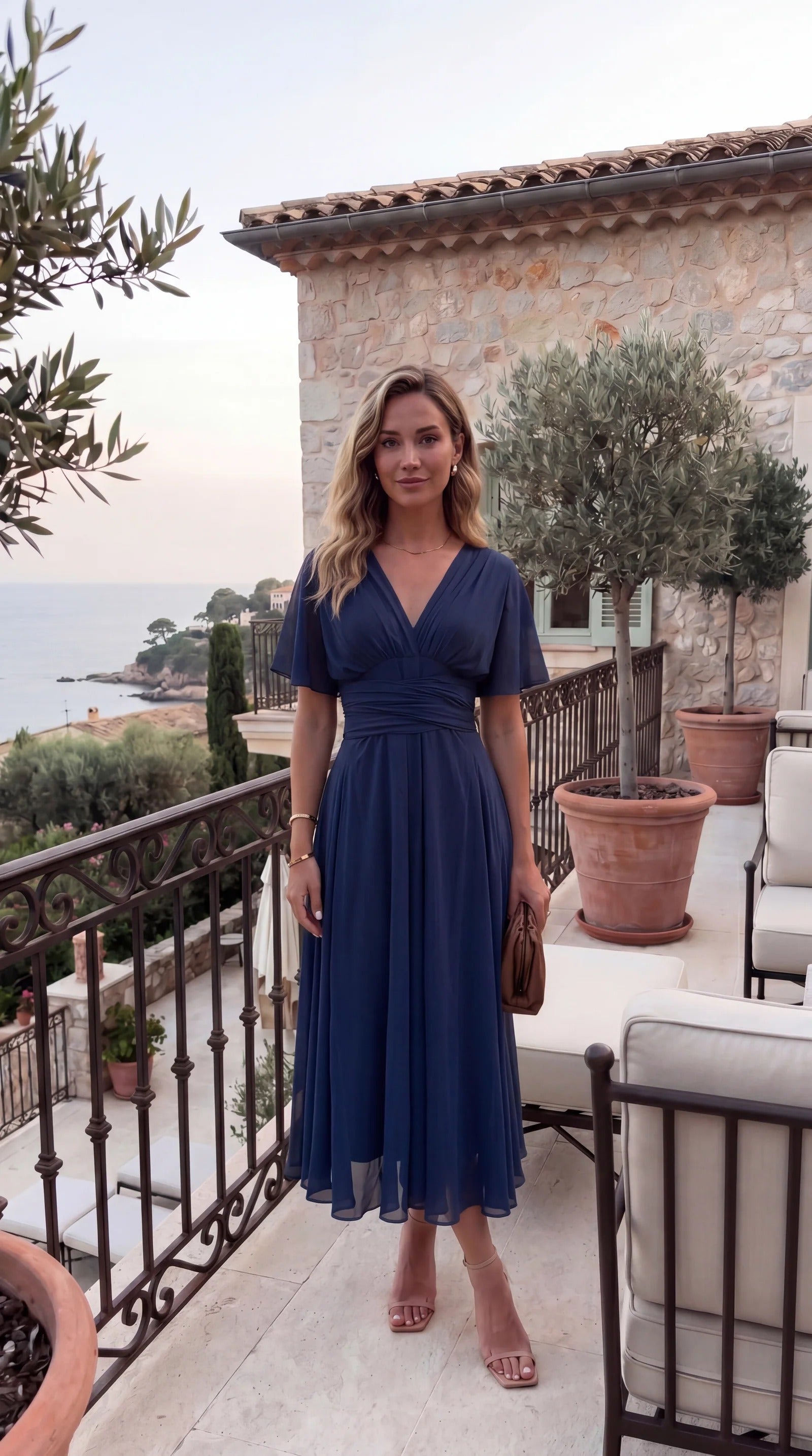 The Murano | Vestido azul marino versátil con falda asimétrica